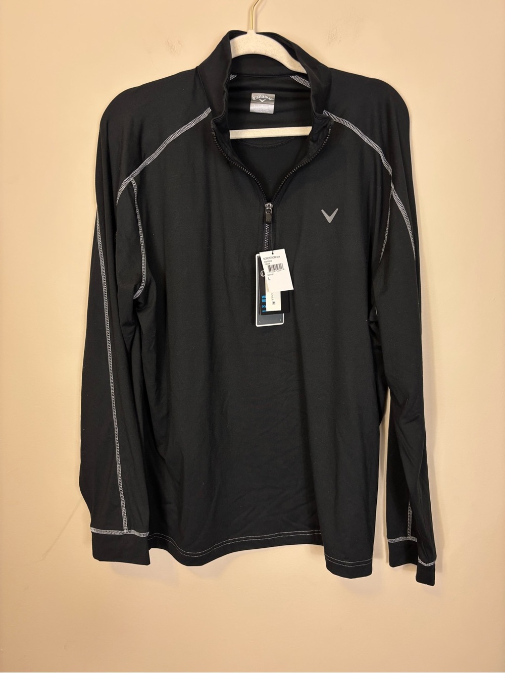 Callaway Black Quarter Zip Performance Pullover with Contrast Stitching Men’s L
